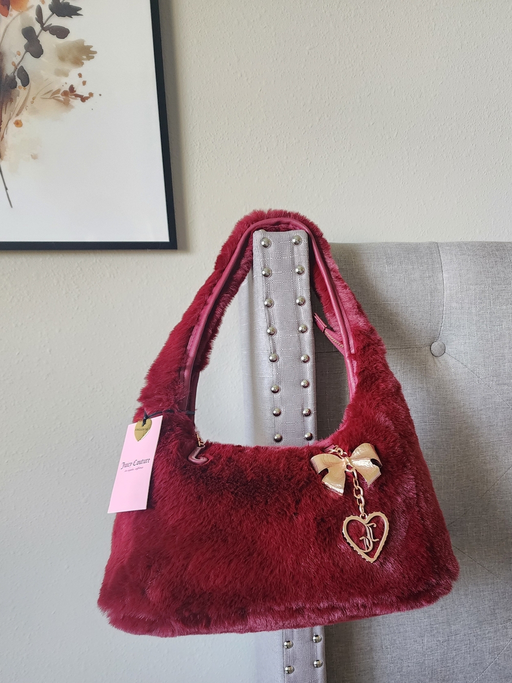 🍒 NWT Juicy Couture "Juicy Soul Sister" Faux Fur Hobo Bag 🍒